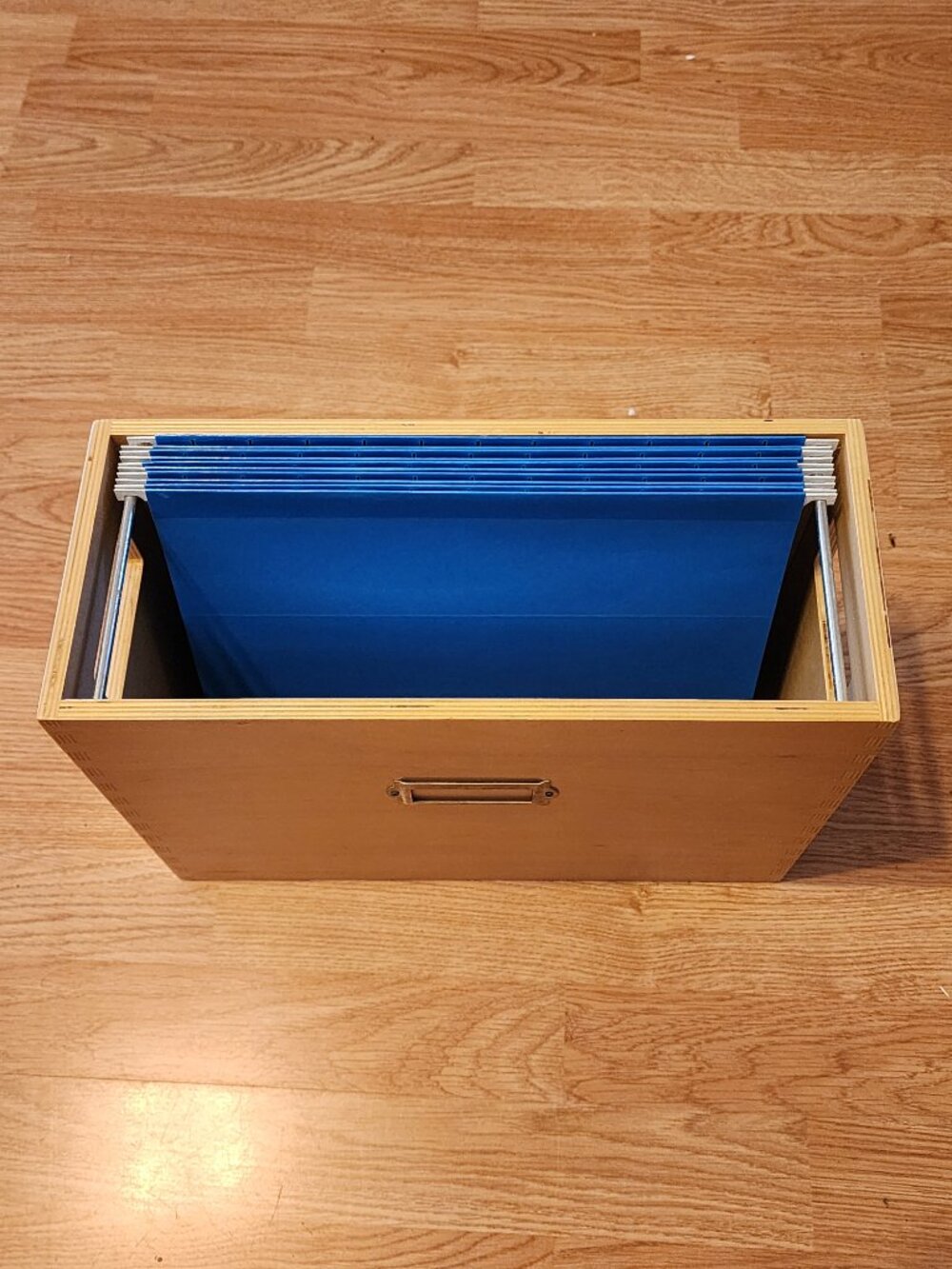 Wooden Hanging File Box with Folders